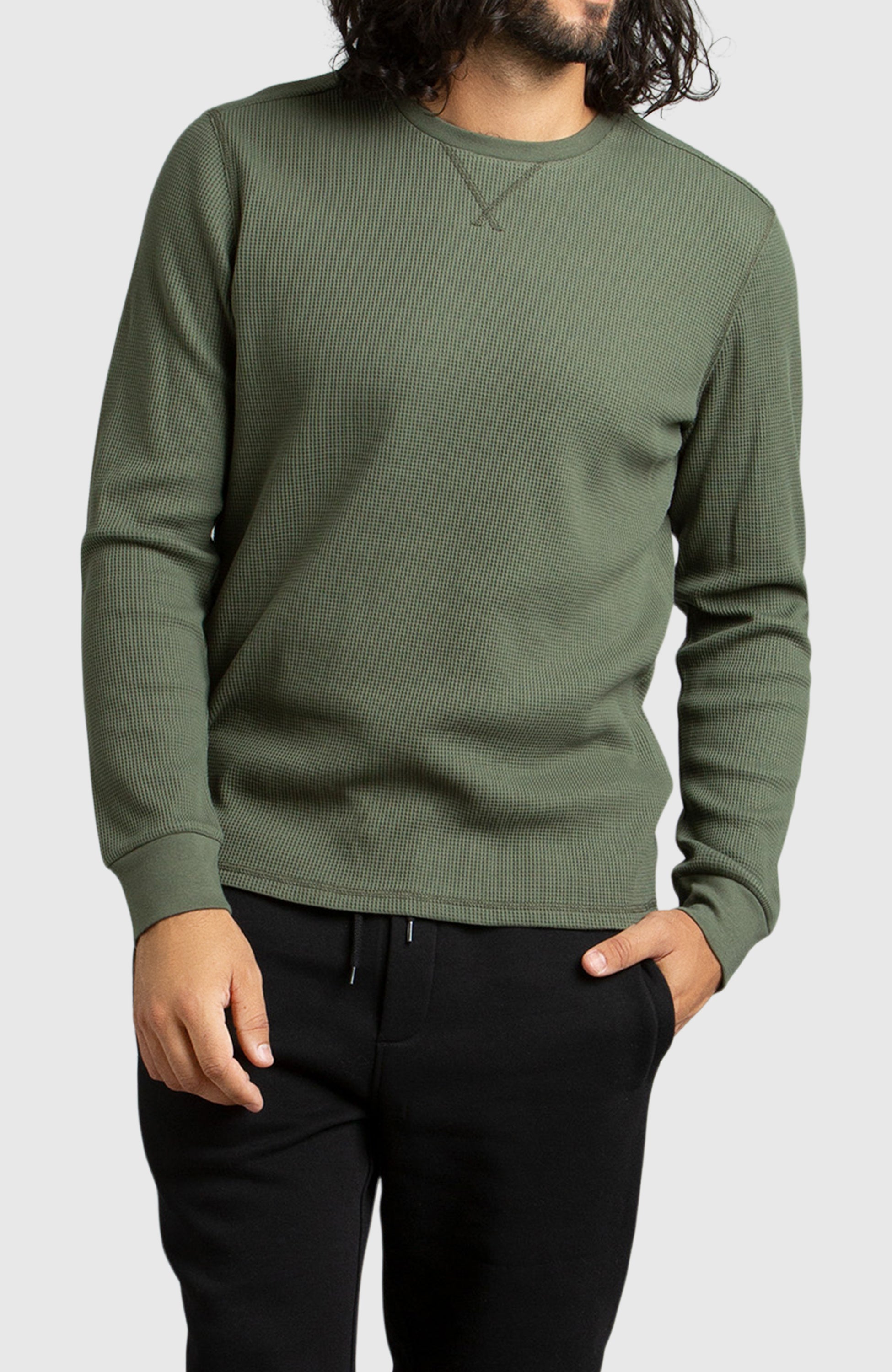 Green Waffle Crewneck Sweater